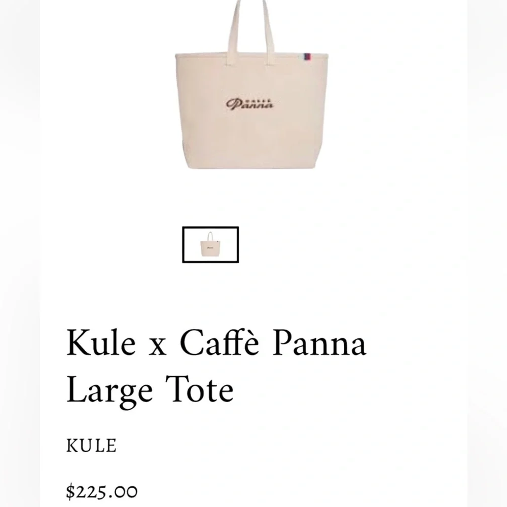 Kule x Caffè Panna Large Canvas Tote NYC Ice Cream Collab Bag Quiet Luxury NEW